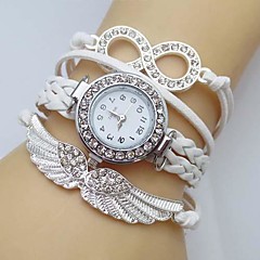 Women's Watch Crystal Wing Infinity Leather Weave Band