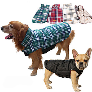 Cane Cappottini Gilè Abbigliamento per cani A quadri Beige Marrone Rosso Verde Cotone Costume Per animali domestici Per uomo Per donna