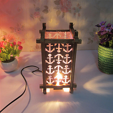 Kreativ tre gitteret lampe container dekorasjon bordlampe soverom ...